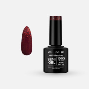 Ημιμόνιμο βερνίκι 8ml – #1003 (Black Heart Glitter)