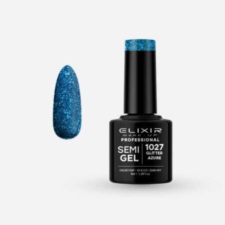 Ημιμόνιμο βερνίκι 8ml – #1027 (Glitter Azure)