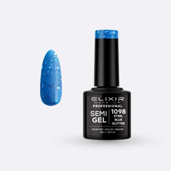 Ημιμόνιμο βερνίκι 8ml – #1098 (Steel Blue Glitter)