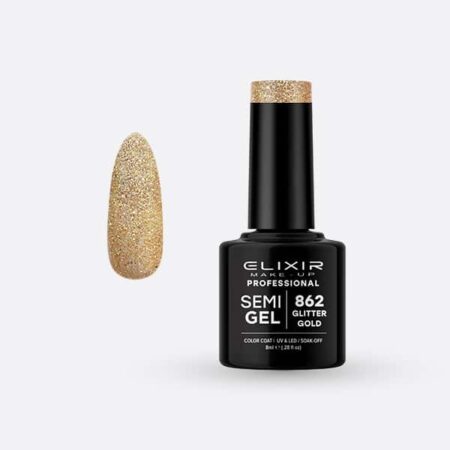 Ημιμόνιμο βερνίκι 8ml – #862 (Glitter Gold)